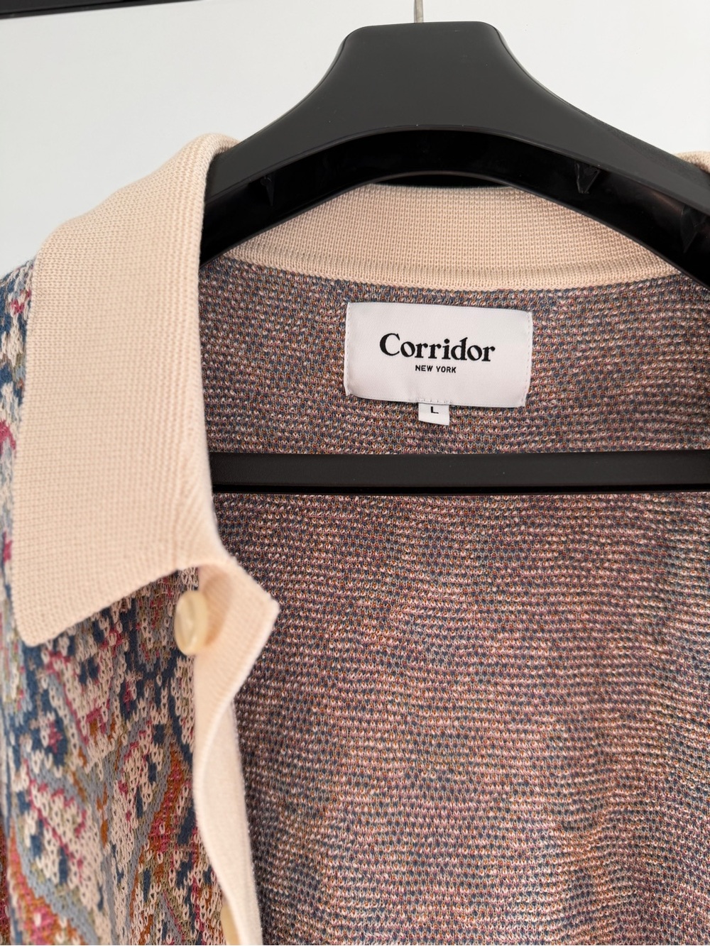 Corridor New York Men's Cream Casual + Psychedelic Pattern Button-Down Shirt